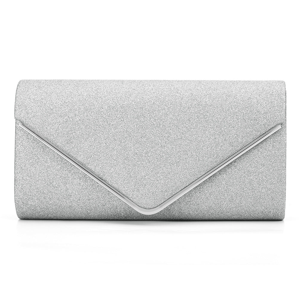 Black Glitter Envelope Clutch Bag for Women Evening Use