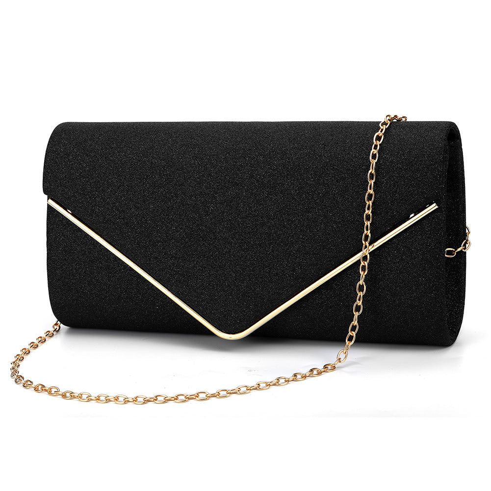 Black Glitter Envelope Clutch Bag for Women Evening Use