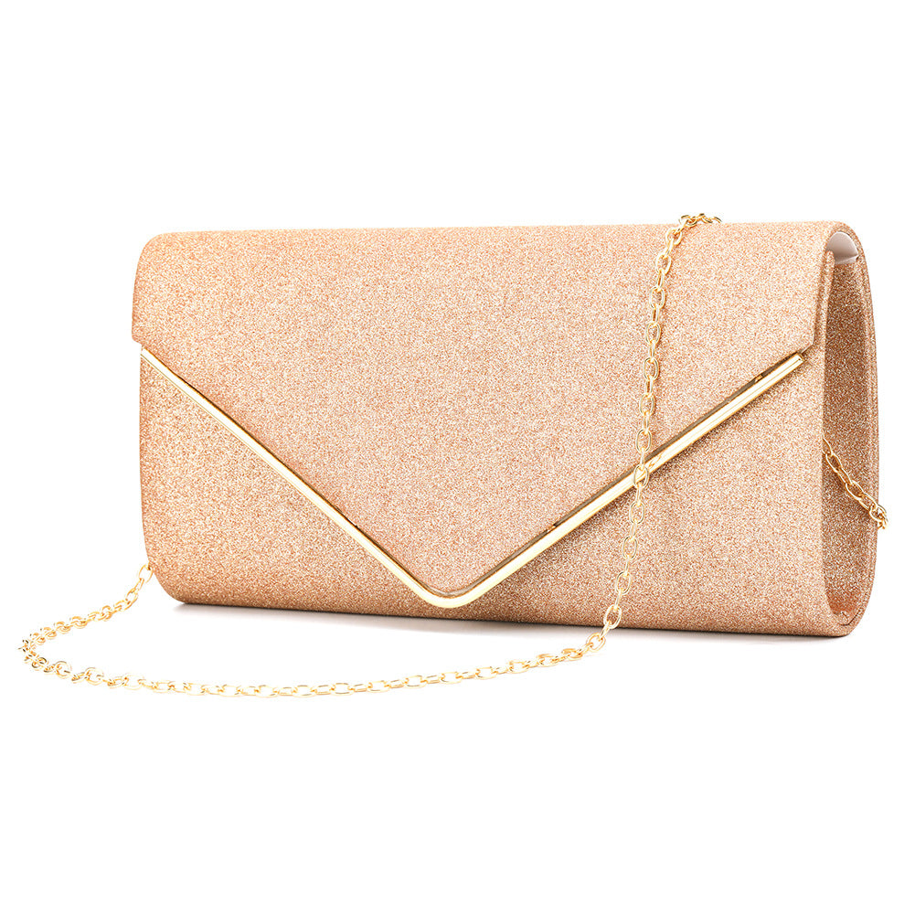 Black Glitter Envelope Clutch Bag for Women Evening Use