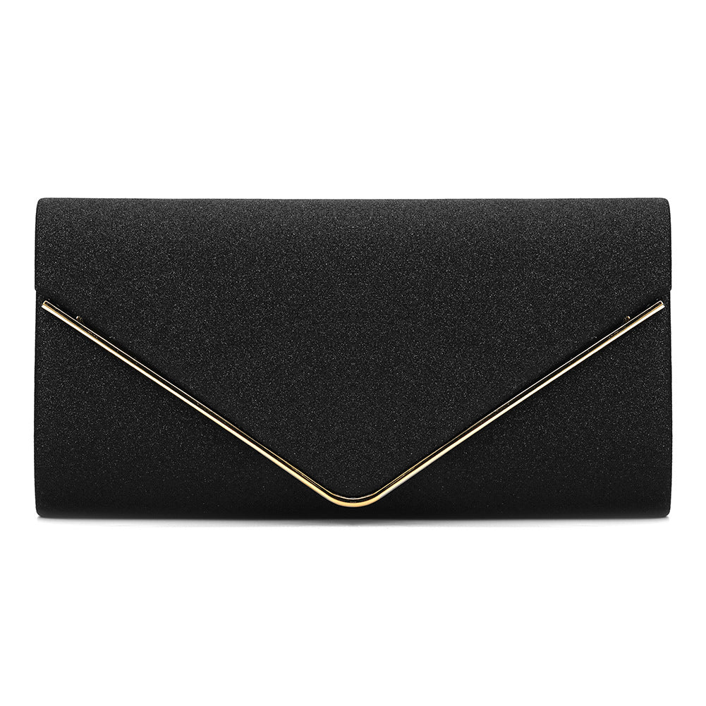 Black Glitter Envelope Clutch Bag for Women Evening Use