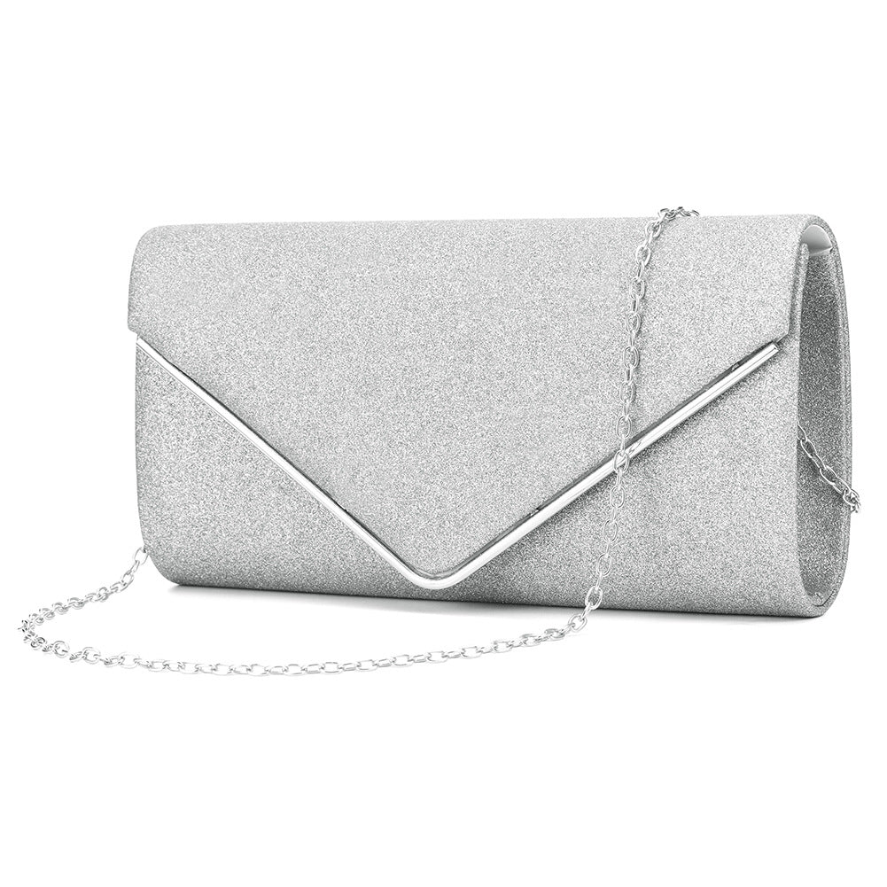 Black Glitter Envelope Clutch Bag for Women Evening Use