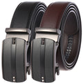 Men Automatic Buckle Belt Two Layer Cowhide Black Brown