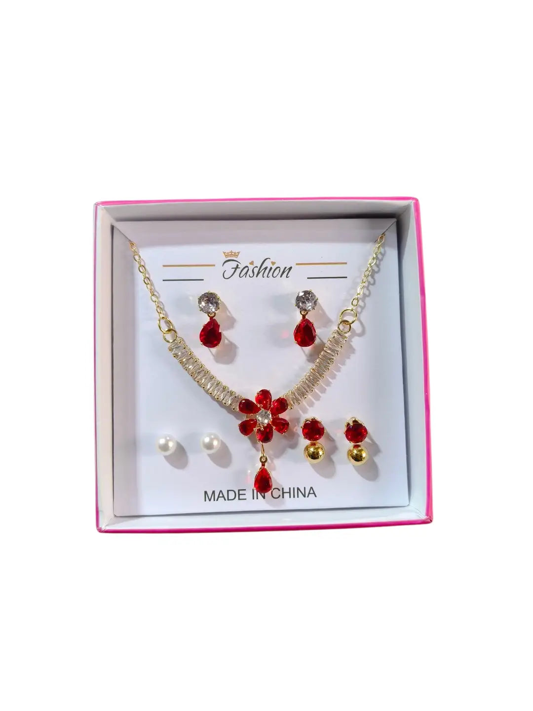 Funky Gold Plated Crystal Necklace Set