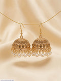 Golden Pearl Jhumka Earrings for Women
