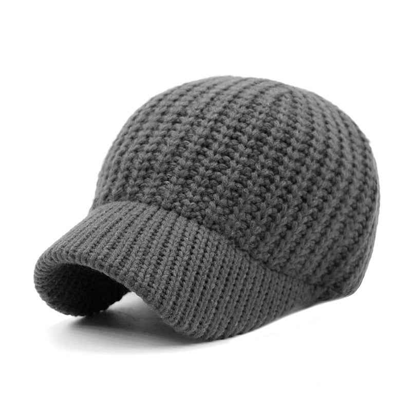 Men Wool Cap Black Korean Style Short Brim