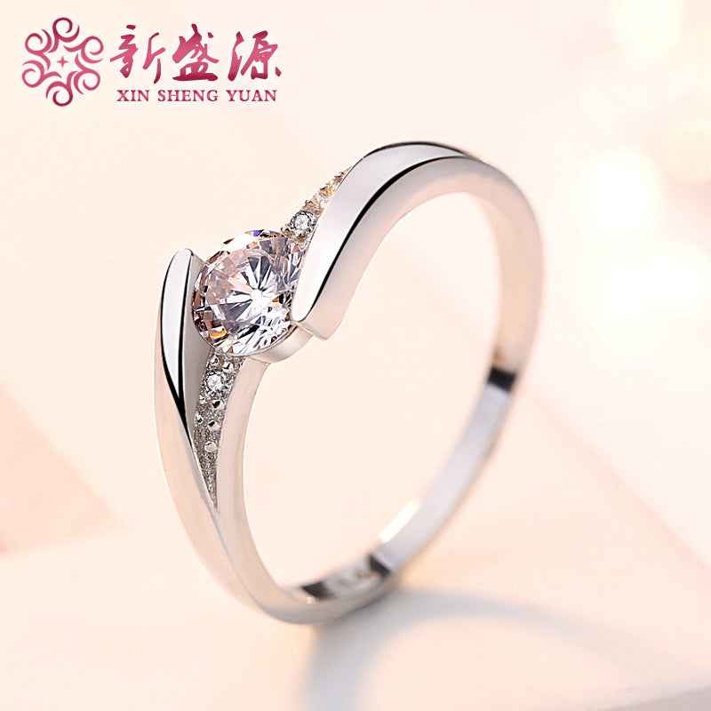 Sterling Silver Korean Diamond Wedding Ring