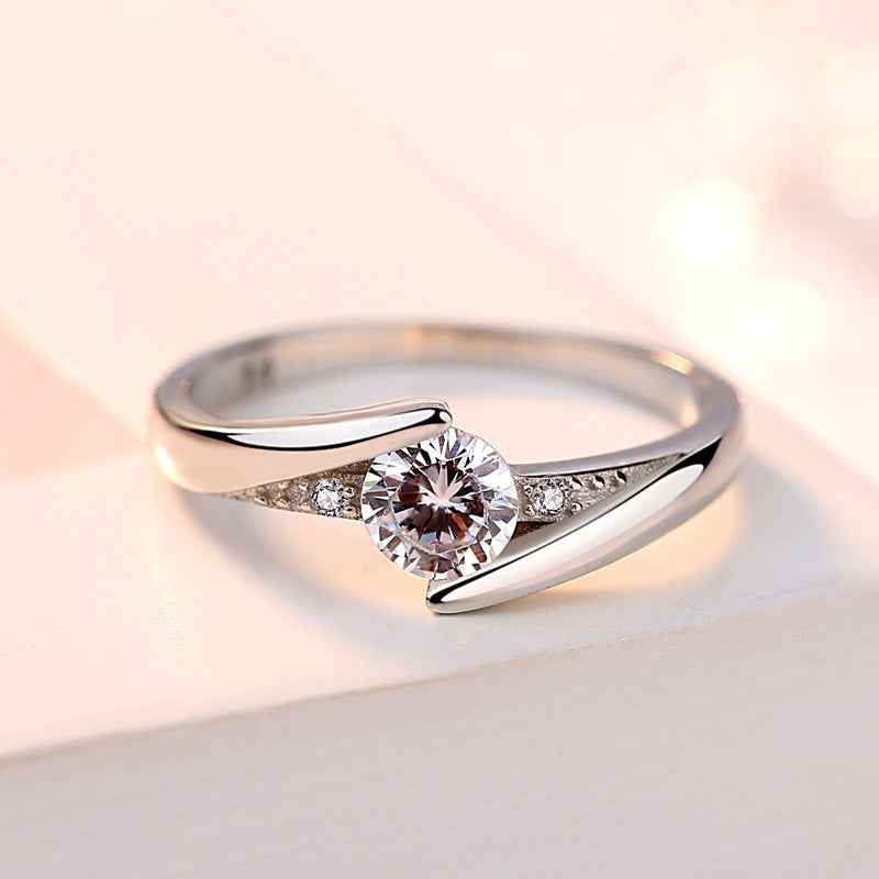 Sterling Silver Korean Diamond Wedding Ring