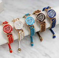 Heart Shape Braided Bracelet Watch for Women
