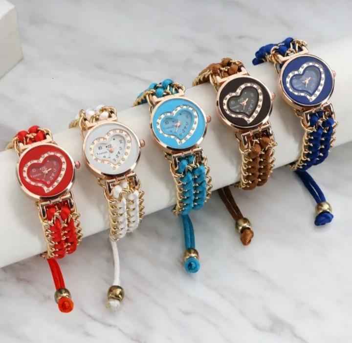 Heart Shape Braided Bracelet Watch for Women