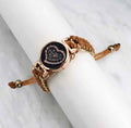 Women's Heart Dial Bracewatch Brown Leather Strap Stainless Steel