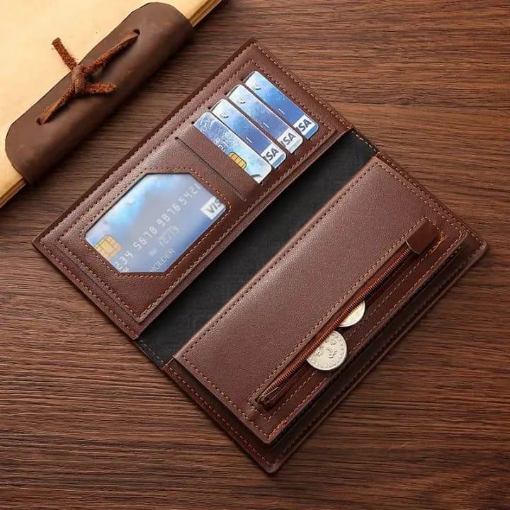 Men's Premium PU Leather Wallet Brown Emblem