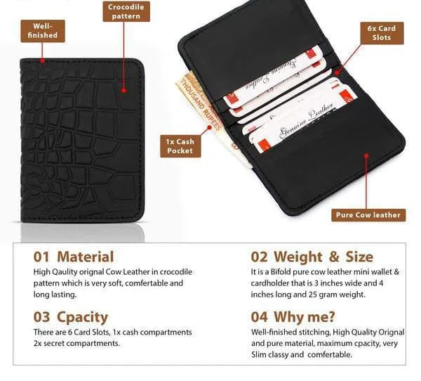 Men's Black Leather Wallet with Card Slots