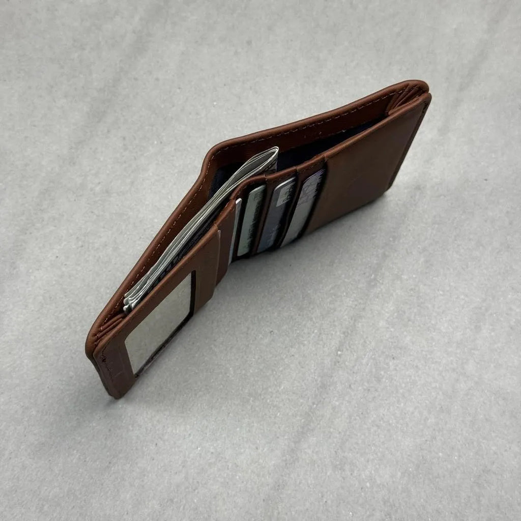 Men's Leather Wallet with LV Pattern Brown