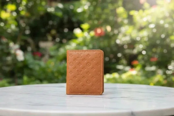 Men's Leather Wallet with LV Pattern Brown