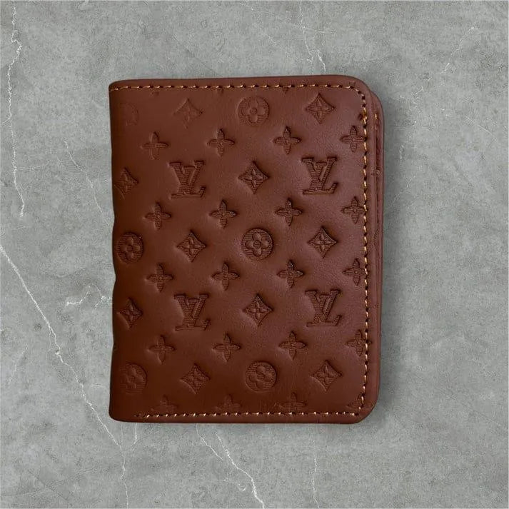 Men's Leather Wallet with LV Pattern Brown
