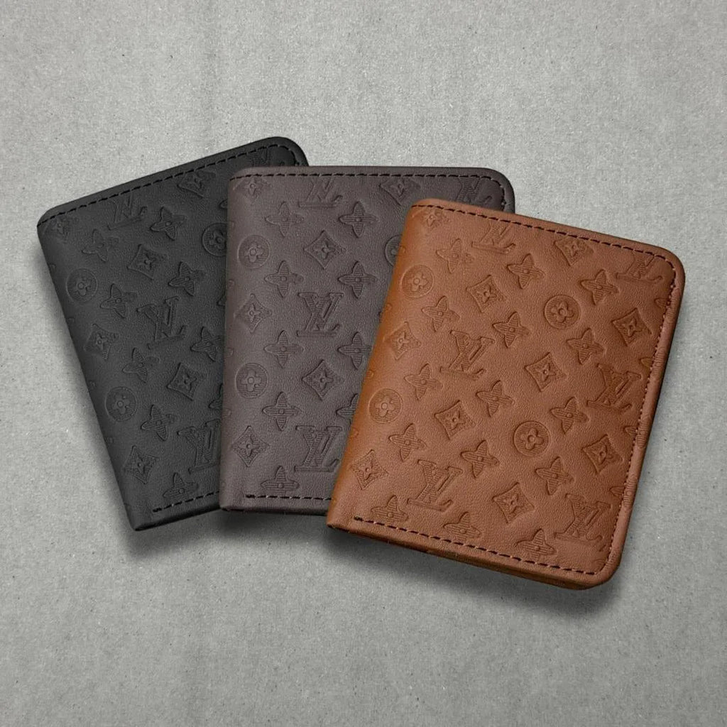 Men's Leather Wallet with LV Pattern Brown