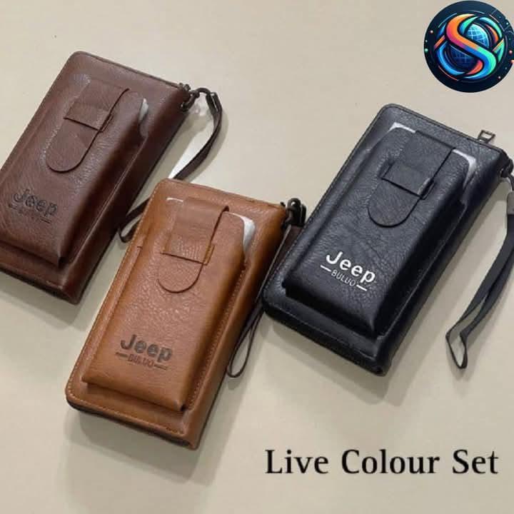 Jeep PU Leather Wallet Set Brown Tan Black