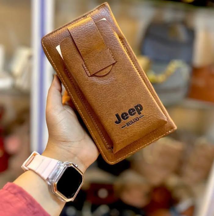 Jeep PU Leather Wallet Set Brown Tan Black