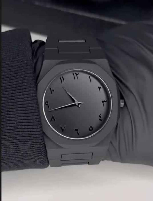 Black Stainless Steel Watch with Quartz Movement
