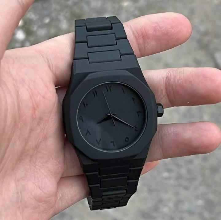 Black Stainless Steel Watch with Quartz Movement