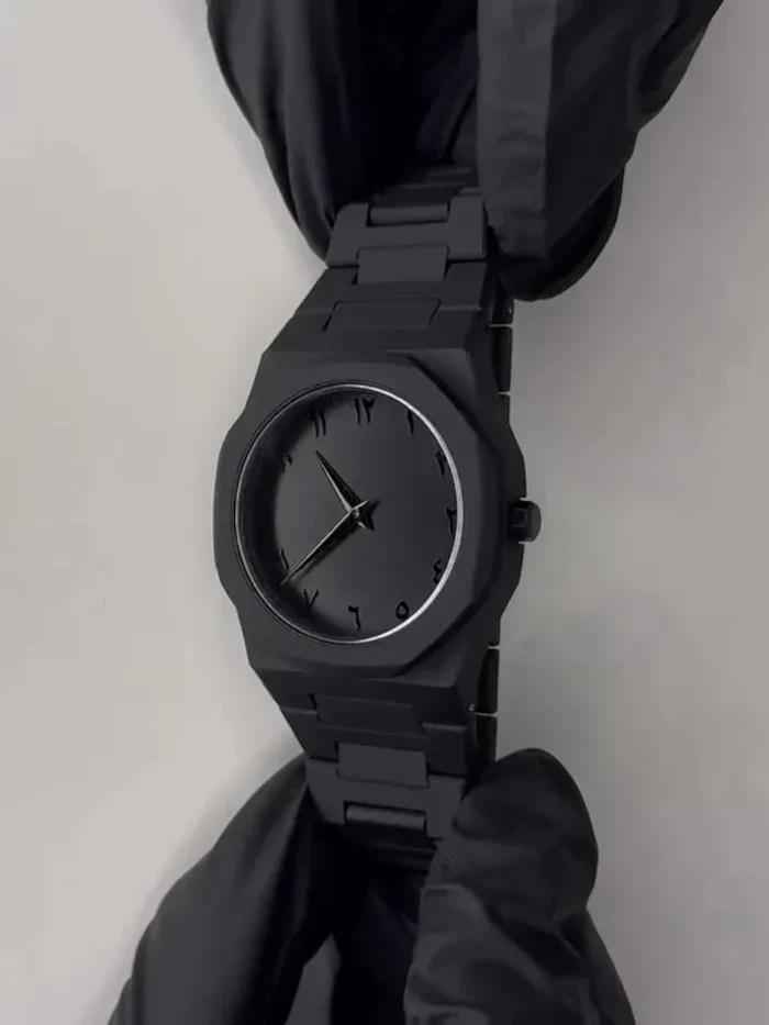 Black Stainless Steel Watch with Quartz Movement