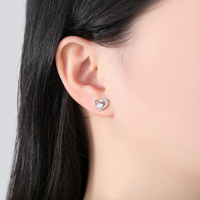 Heart Shaped Silver Earrings for Women 999 Pure
