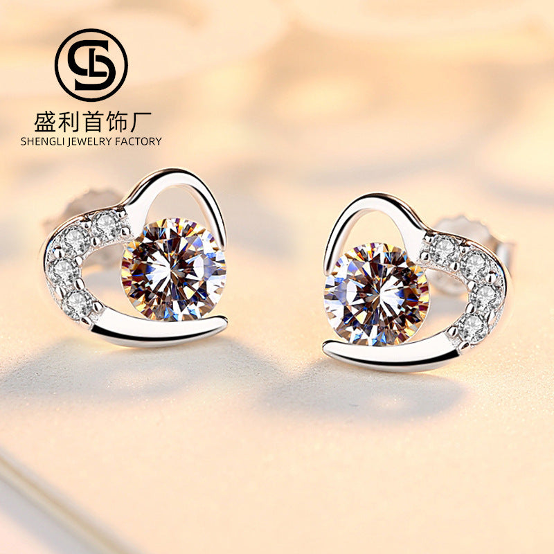 Heart Shaped Silver Earrings for Women 999 Pure
