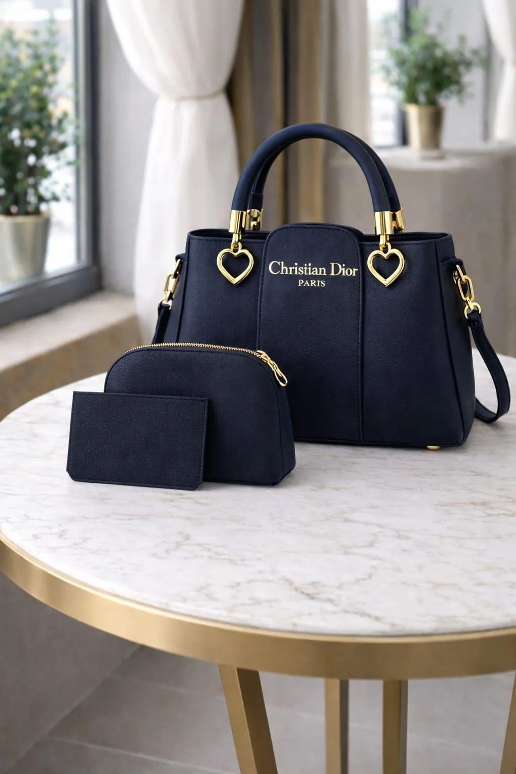 Navy Blue Charlotte Peters Handbag Set for Women