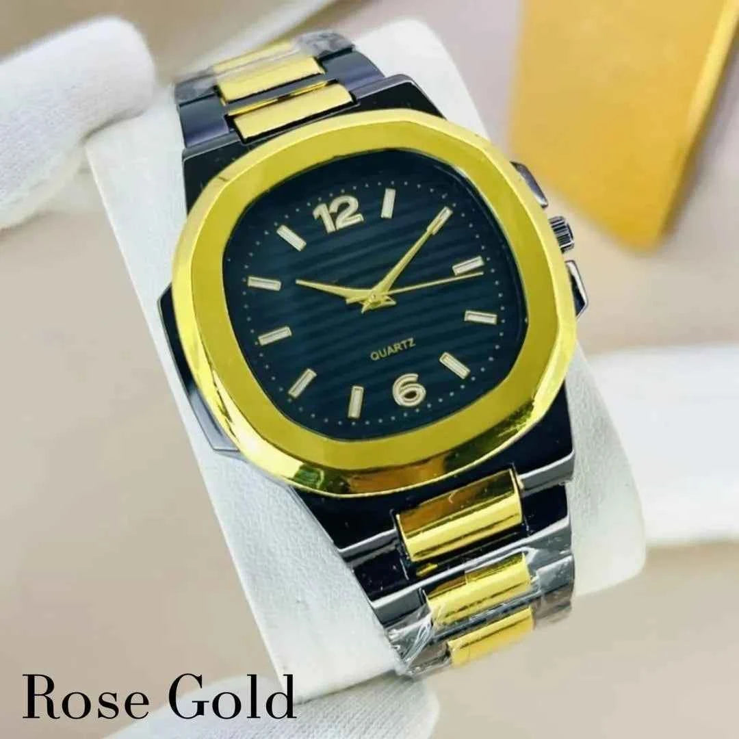 Men Square Watch Black Dial Silver Steel Chain Strap