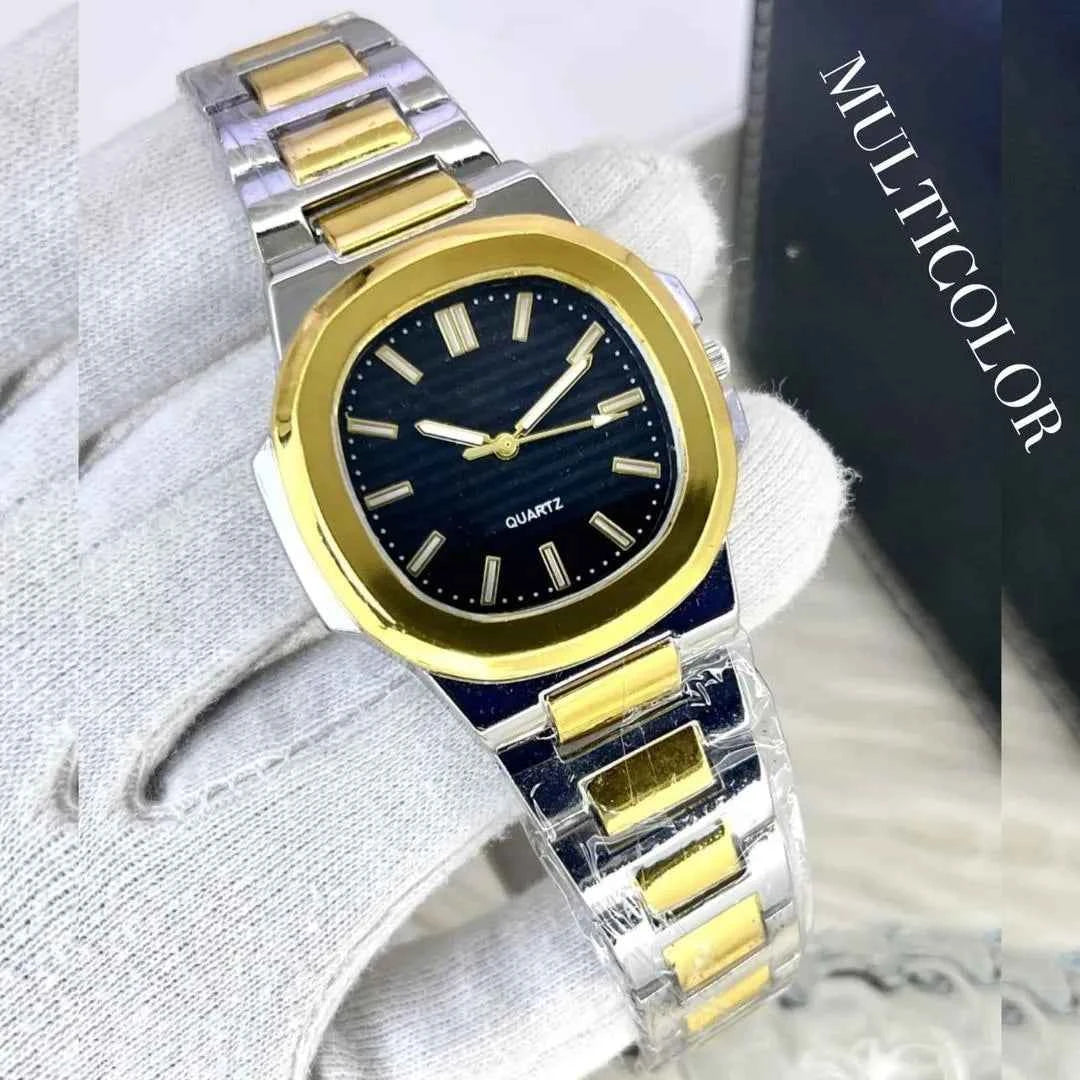 Men Square Watch Black Dial Silver Steel Chain Strap