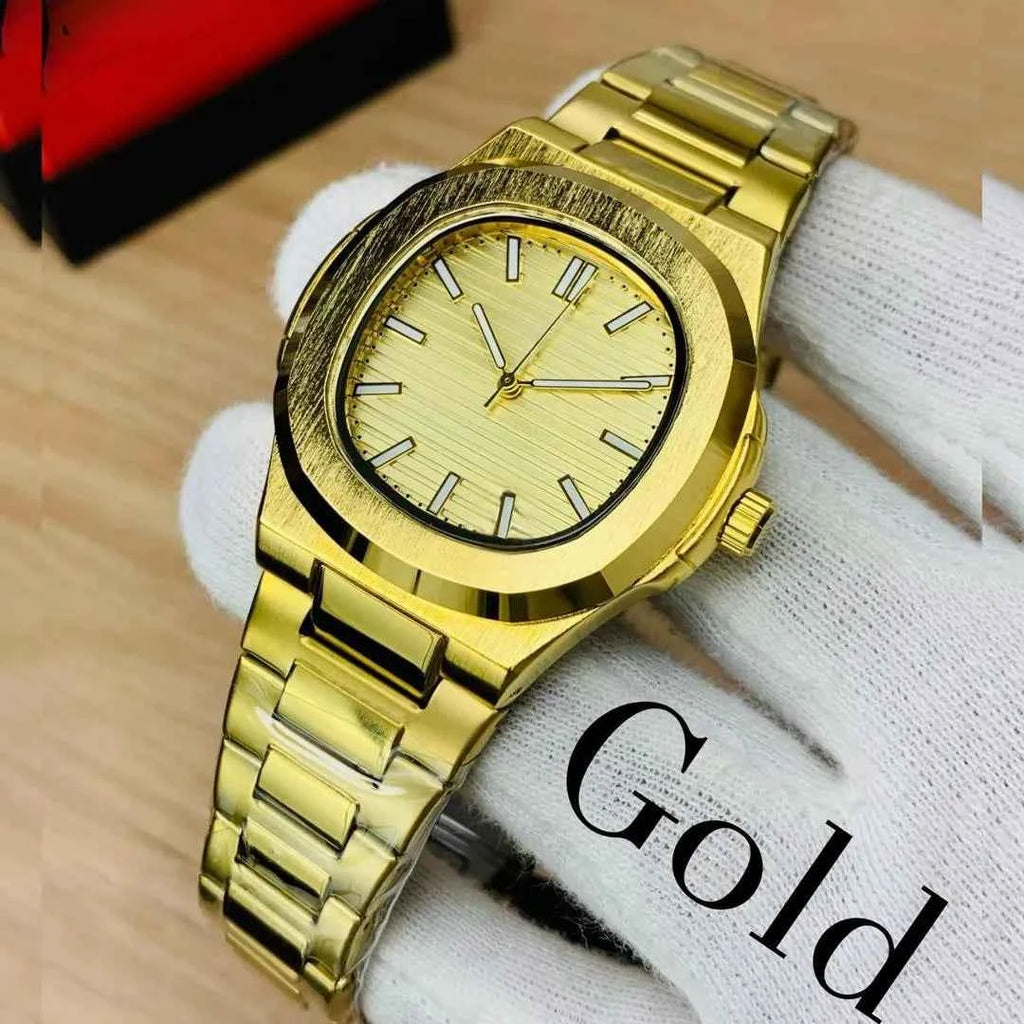 Men Square Watch Black Dial Silver Steel Chain Strap