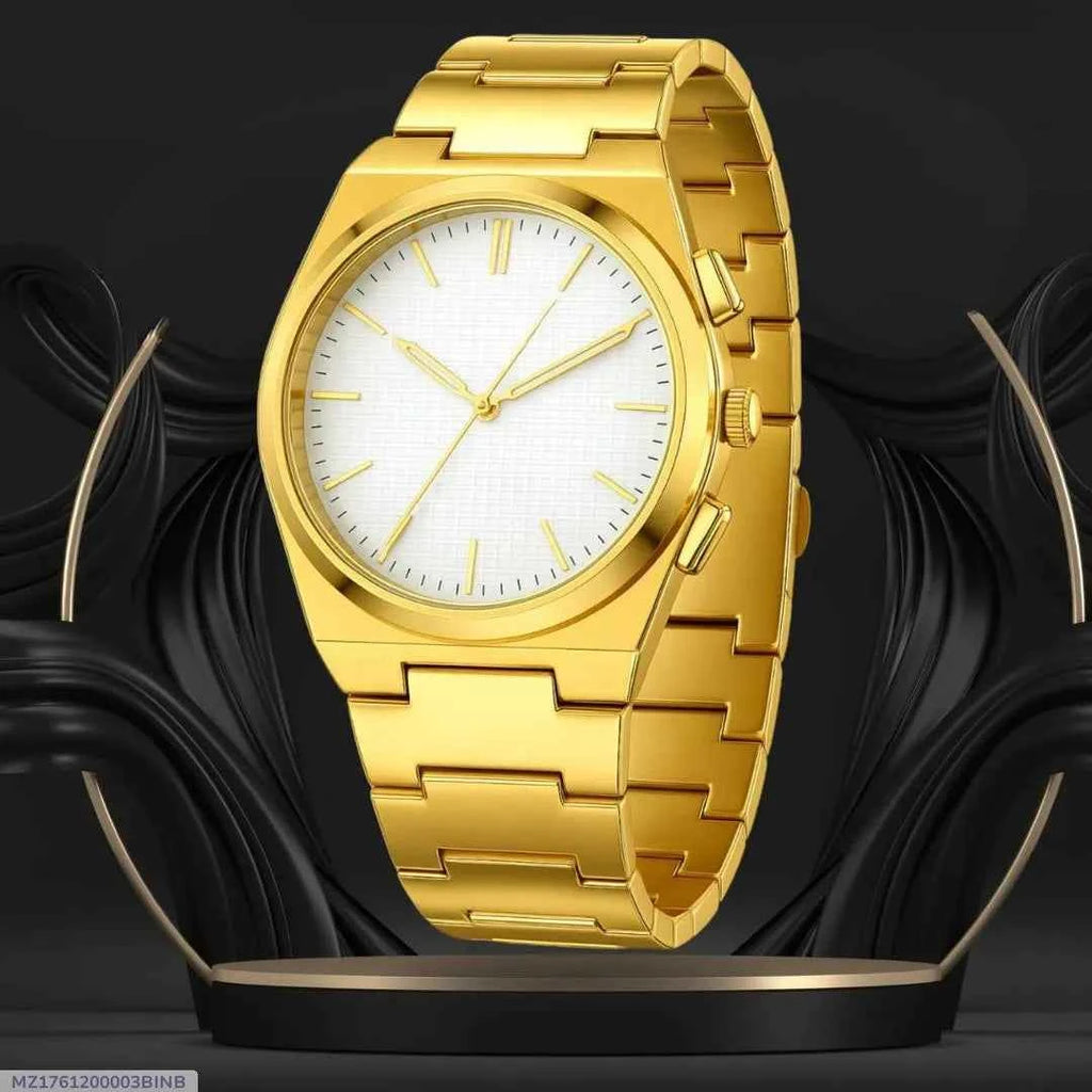 Men's Gold Stainless Steel Chain Watch 8mm Dial