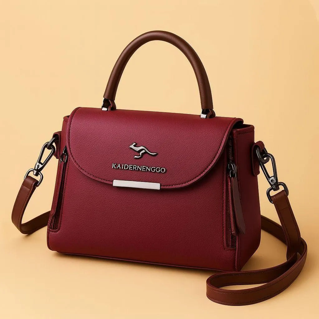 Women's Leather Crossbody Bag Maroon Black Blue Green Mustard Pink Medium