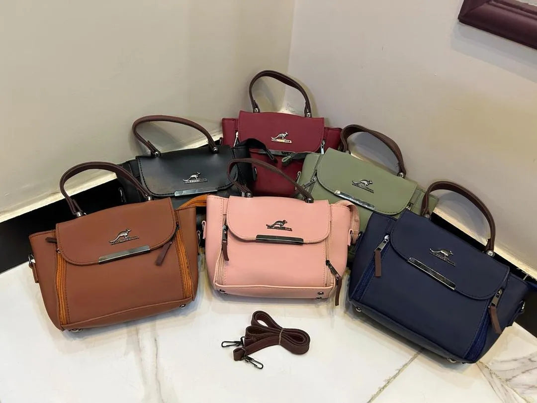 Women's Leather Crossbody Bag Maroon Black Blue Green Mustard Pink Medium