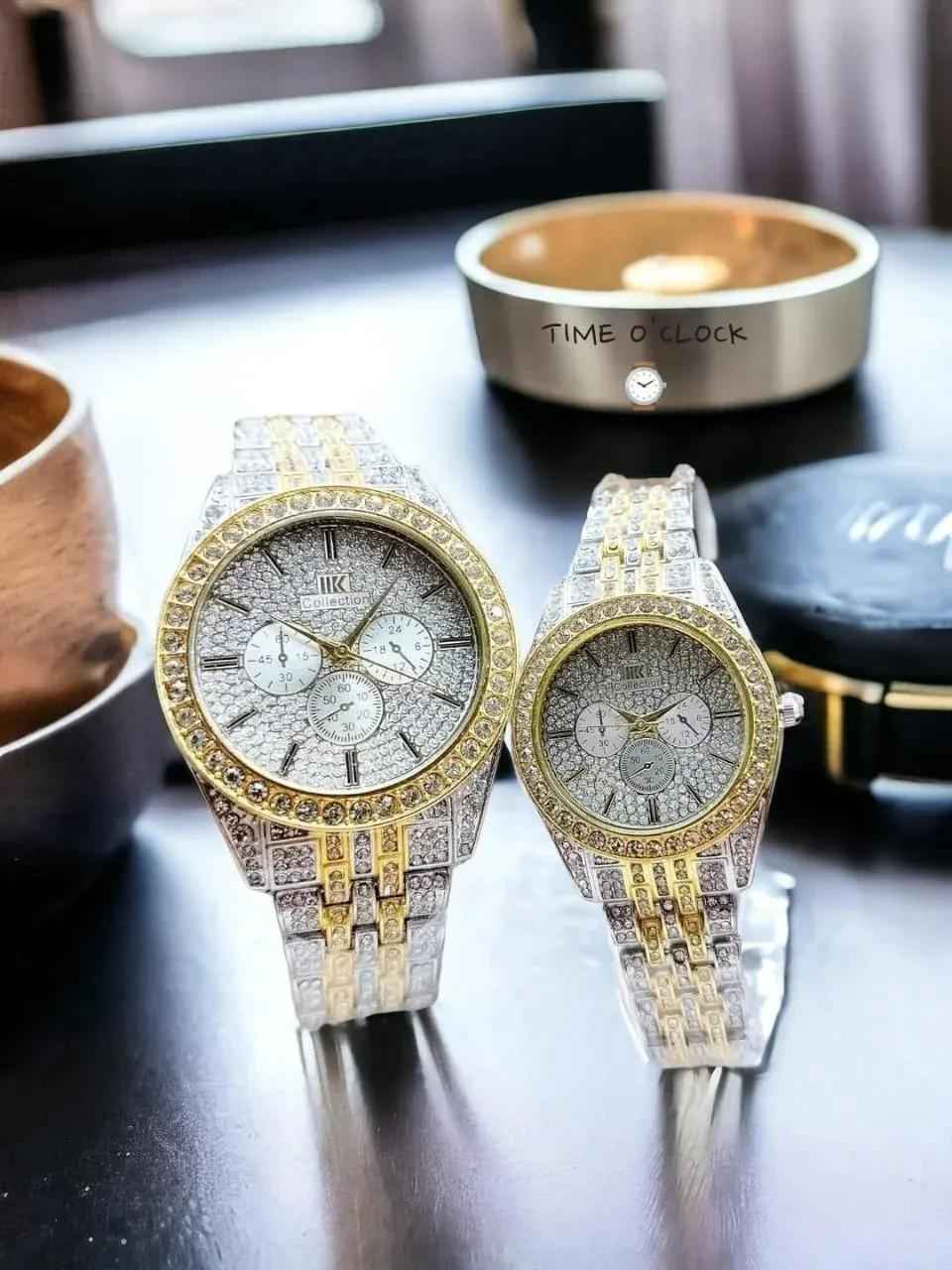 Golden Silver Unisex Couple Watches Stainless Steel Chain Strap