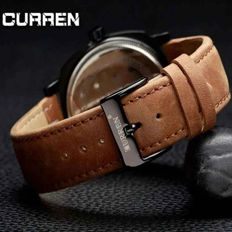 Curren Men's Leather Strap Quartz Watch – Luxury Analog Waterproof Fashion Wrist Watch for Men