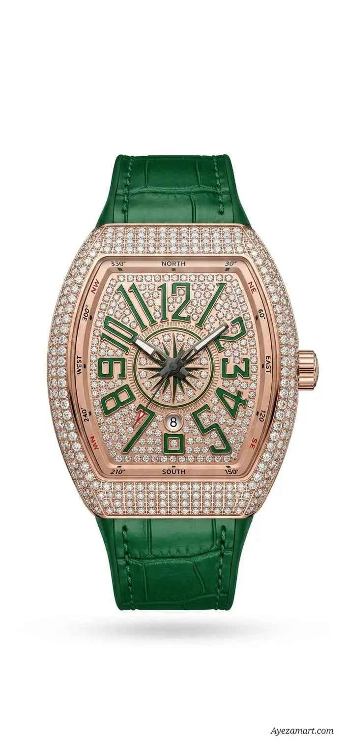 Diamond Stone Men's Luxury Fashion Watch, (Working Date & Premium Textured Strap)