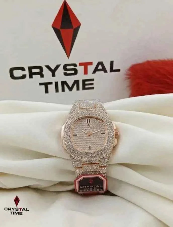 Stainless Steel Diamond Stone Watch For Women's With Butterfly Lock