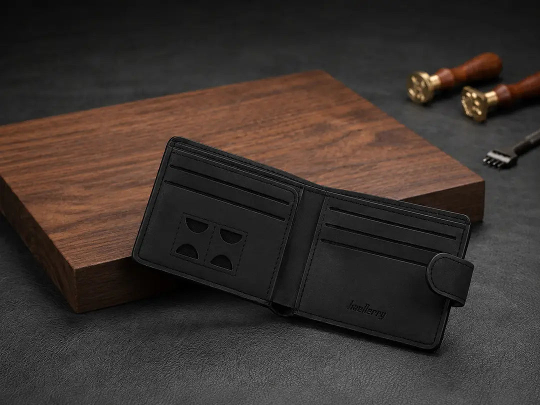 Premium Men’s Bifold Wallet with Snap Closure