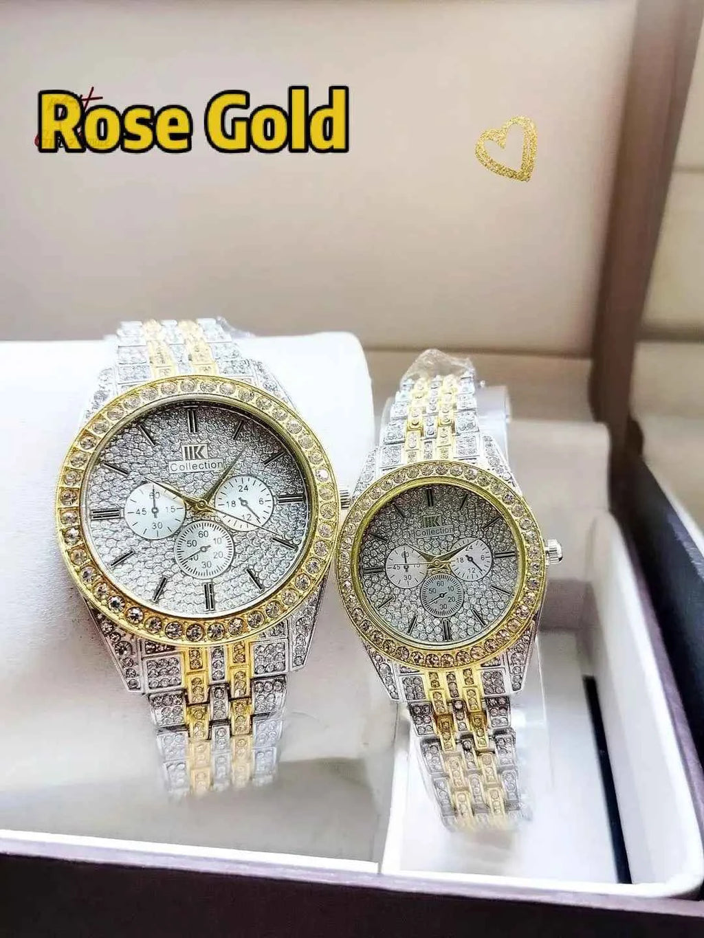 Stainless Steel Diamond Stone Couple Watches