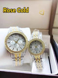 Stainless Steel Diamond Stone Couple Watches