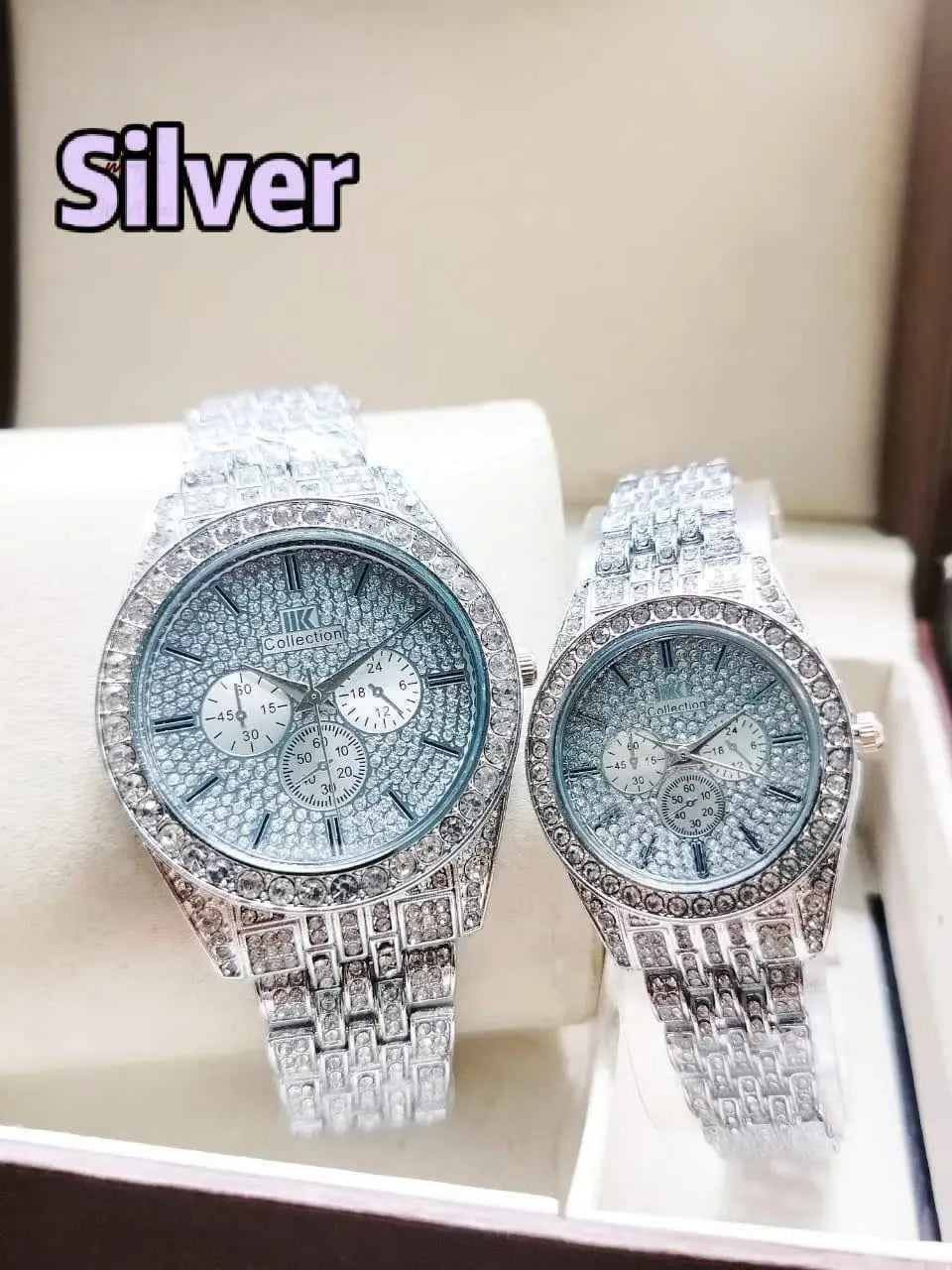 Stainless Steel Diamond Stone Couple Watches