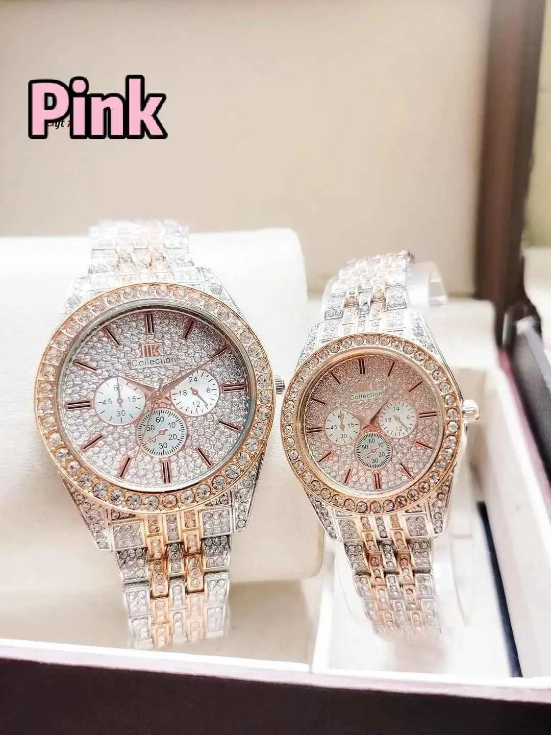 Stainless Steel Diamond Stone Couple Watches