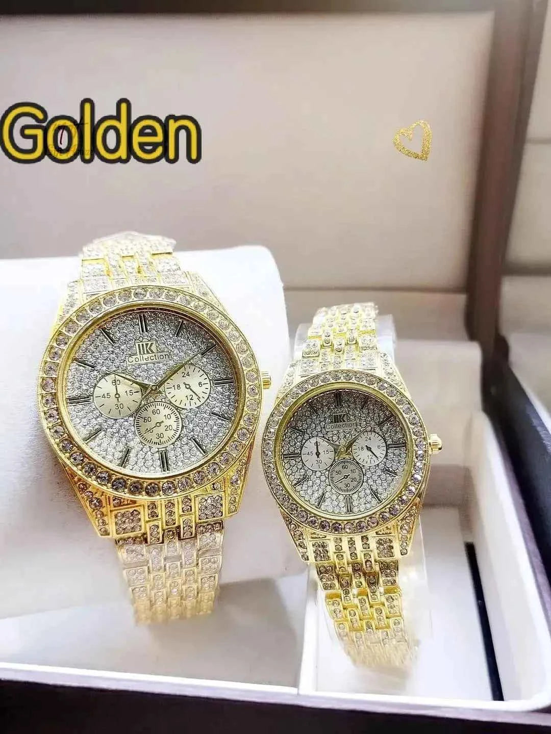 Stainless Steel Diamond Stone Couple Watches