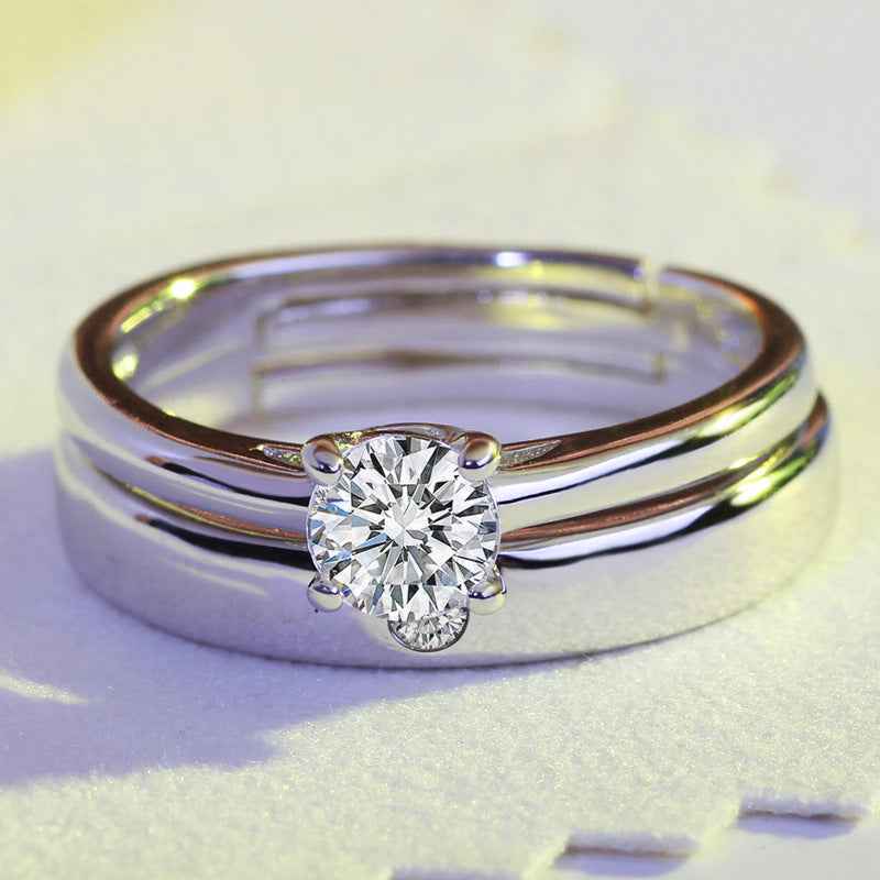 Moissanite Wedding Ring Set for Women, Sparkling Couple Engagement Jewelry