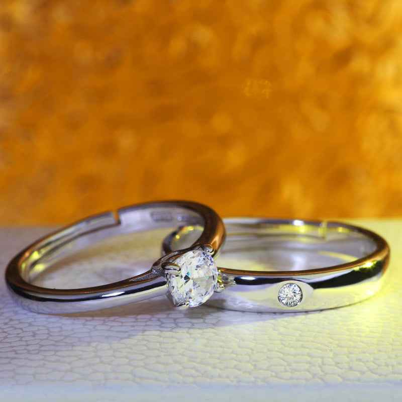 Moissanite Wedding Ring Set for Women, Sparkling Couple Engagement Jewelry