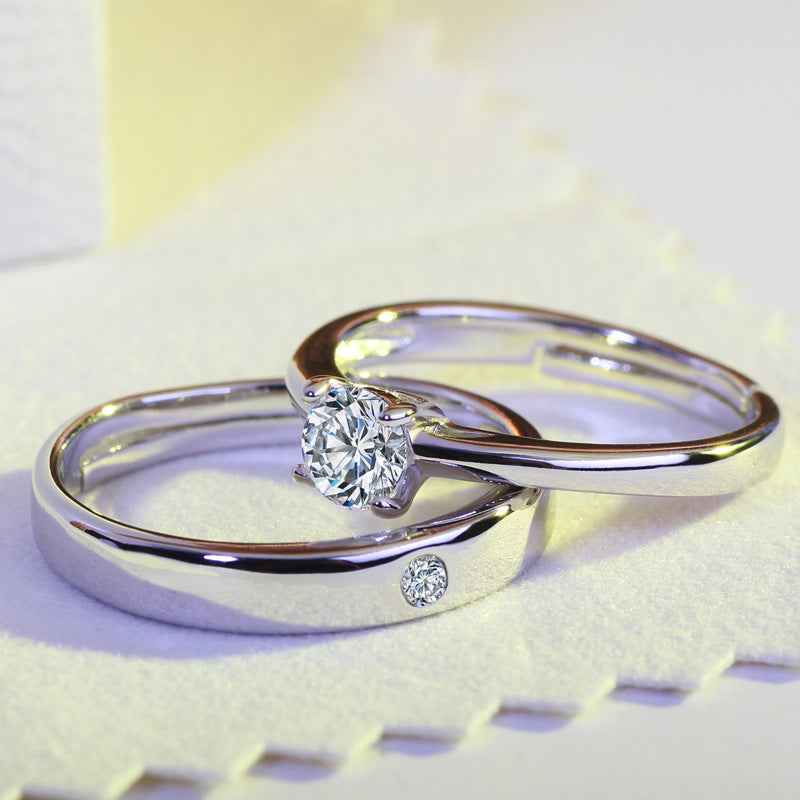 Moissanite Wedding Ring Set for Women, Sparkling Couple Engagement Jewelry