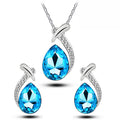 Blue Crystal Pendant & Earrings Set for Women
