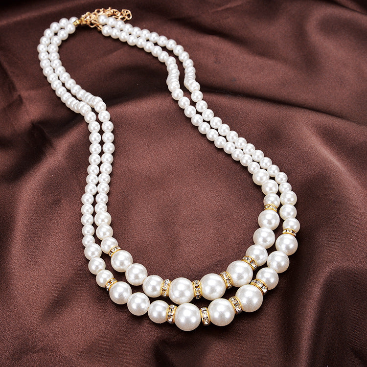 Double Pearl Necklace Gold Accents for Pakistani Women