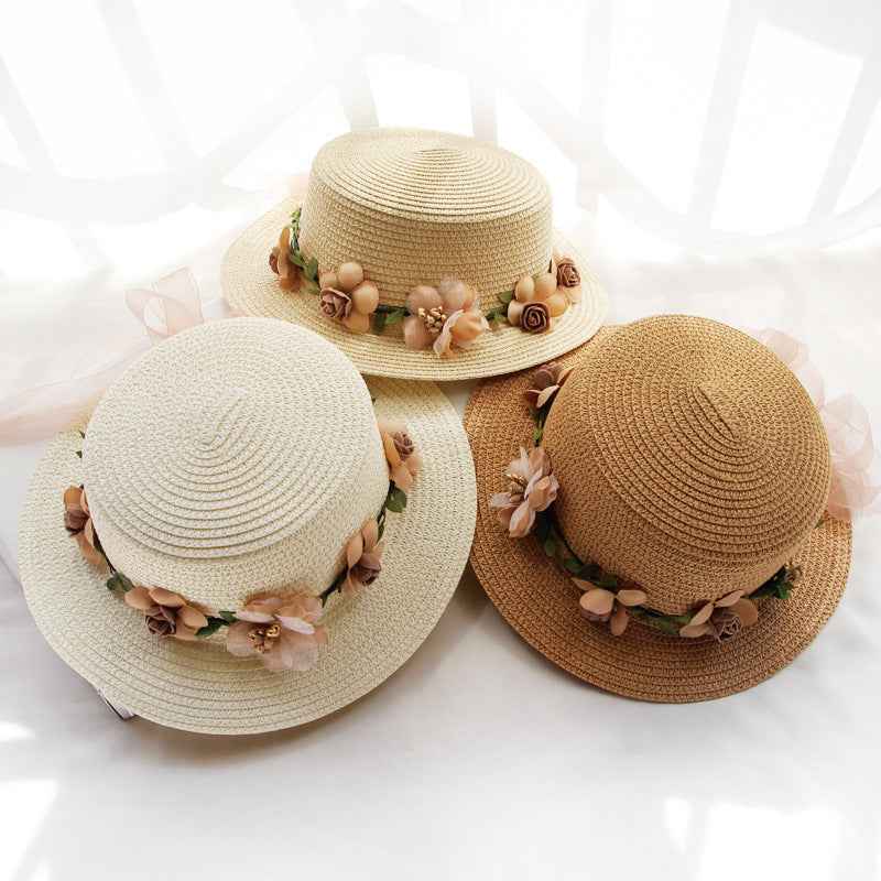 Straw Sun Hats with Floral Embellishments for Summer